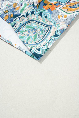 Multicolour Bohemian Abstract Print V Neck Plus Size Blouse