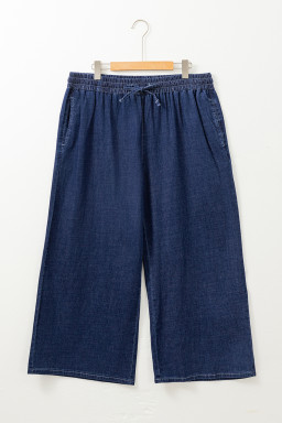 Real Teal Plus Size Drawstring Wide Leg Jeans
