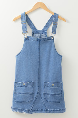 Dusk Blue Pocket Adjustable Straps Denim Overall Dress