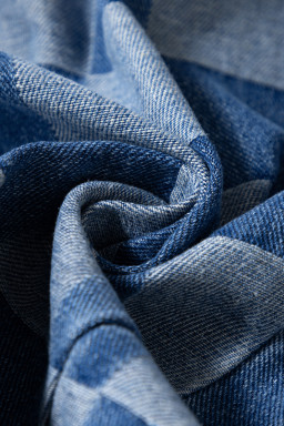 Dusk Blue Plus Size Checkered Seamed High Waist Wide Leg Jeans