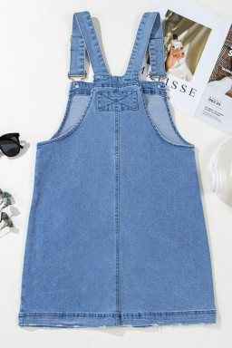 Dusk Blue Pocket Adjustable Straps Denim Overall Dress