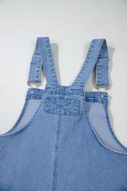 Dusk Blue Pocket Adjustable Straps Denim Overall Dress