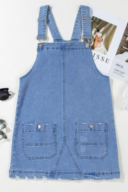 Dusk Blue Pocket Adjustable Straps Denim Overall Dress