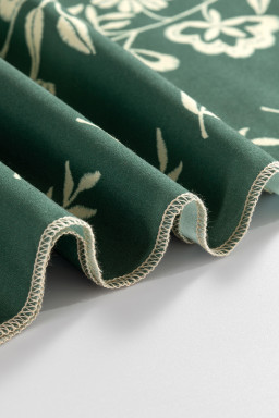 Mist Green Boho Floral V Neck Mini Dress