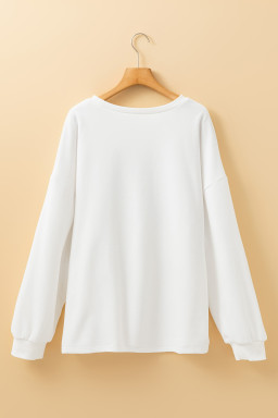 White HOLLY JOLLY Chenille Letter Christmas Plus Size Sweatshirt