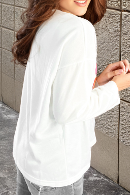 White HOLLY JOLLY Chenille Letter Christmas Plus Size Sweatshirt