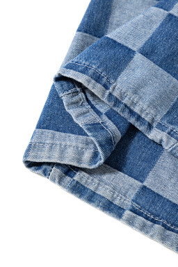 Dusk Blue Plus Size Checkered Seamed High Waist Wide Leg Jeans