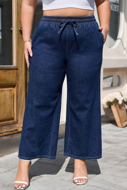 Real Teal Plus Size Drawstring Wide Leg Jeans