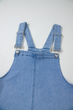 Dusk Blue Pocket Adjustable Straps Denim Overall Dress