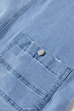 Dusk Blue Pocket Adjustable Straps Denim Overall Dress