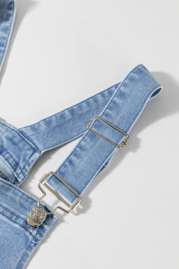 Dusk Blue Pocket Adjustable Straps Denim Overall Dress