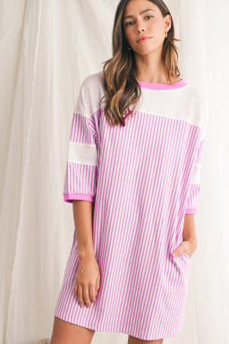 Phalaenopsis Striped Patchwork Loose Mini Dress