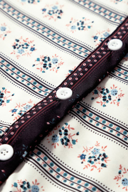 Black Boho Striped Floral Bubble Sleeve Mini Dress