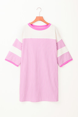 Phalaenopsis Striped Patchwork Loose Mini Dress