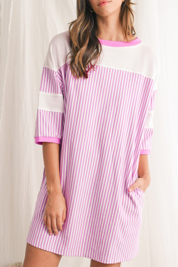 Phalaenopsis Striped Patchwork Loose Mini Dress