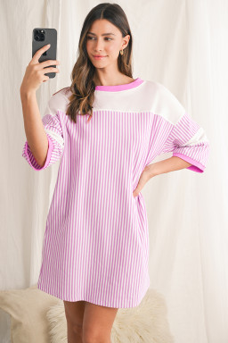 Phalaenopsis Striped Patchwork Loose Mini Dress