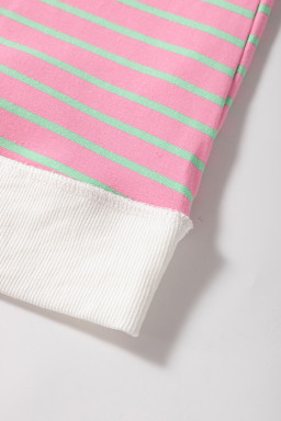 Sachet Pink Striped Contrast Trim Top