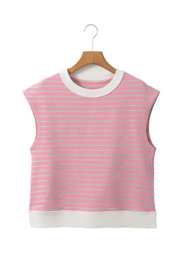 Sachet Pink Striped Contrast Trim Top