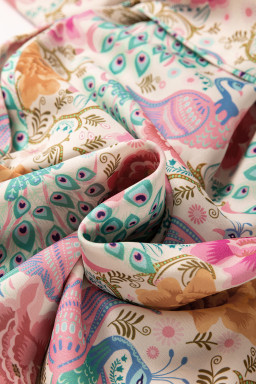 Multicolour Boho Long Sleeve V-Neck Knot Mini Dress