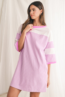 Phalaenopsis Striped Patchwork Loose Mini Dress