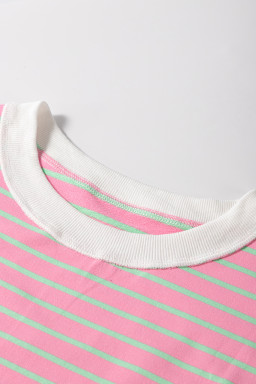 Sachet Pink Striped Contrast Trim Top