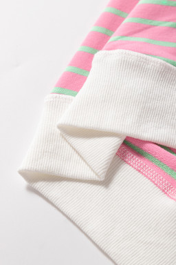 Sachet Pink Striped Contrast Trim Top