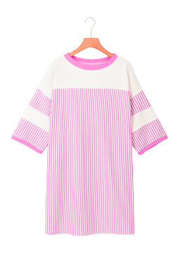 Phalaenopsis Striped Patchwork Loose Mini Dress
