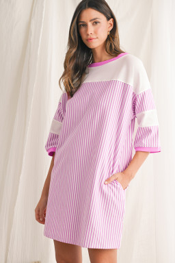 Phalaenopsis Striped Patchwork Loose Mini Dress