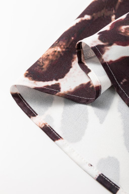 Dark Brown Patchwork Allover Leopard Print Shirt