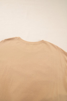 Camel Floral Star Patched 3/4 Sleeve T Shirt