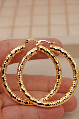 Gold Plated Diamond Cut Large Hoop Earrings