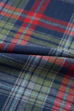 Dark Blue Plaid Chest Pocket Button Front Shirt