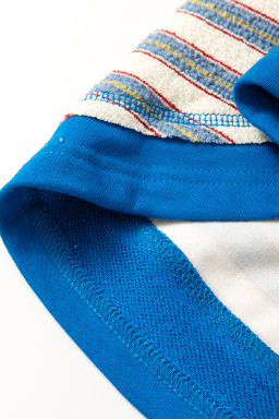 Blue Stripe Collared V Neck Drop Shoulder Top