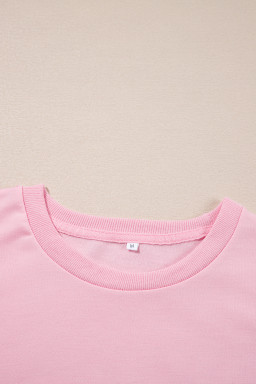 Pink Holly Jelly Round Neck Casual Pullover Sweatshirt