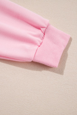 Pink Holly Jelly Round Neck Casual Pullover Sweatshirt