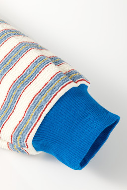 Blue Stripe Collared V Neck Drop Shoulder Top