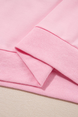 Pink Holly Jelly Round Neck Casual Pullover Sweatshirt