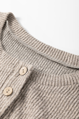 Jet Stream Contrast Ribbed Loose Fit Henley Top