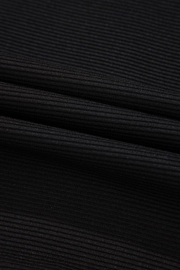 Black Half Zip Kangaroo Pocket Top Drawstring Shorts Set