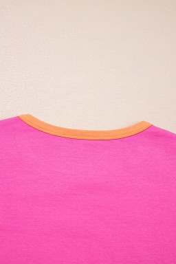 Rose Red Nutcracker Merry Christmas Graphic Colorblock Long Sleeve Tee