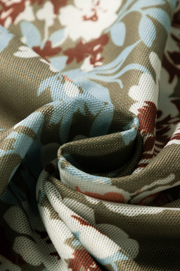 Green Floral Print Mesh Long Sleeve Top