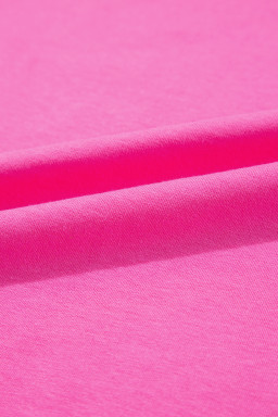 Rose Red Glitter Santa Claus Graphic Colorblock Patchwork Sleeve Christmas Top