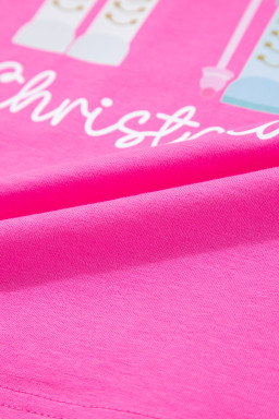 Rose Red Nutcracker Merry Christmas Graphic Colorblock Long Sleeve Tee