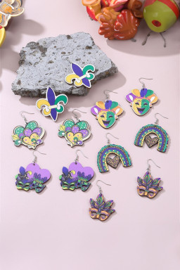 Meadow Mauve Mardi Gras Carnival Mask Dangle Earrings