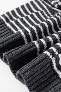 Gray Stripe Collared V Neck Pockets Sweater Vest