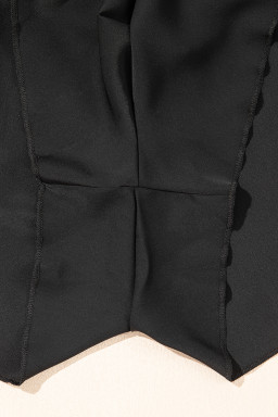 Black High Waist Drawstring 2-in-1 Side Pocket Bikini Shorts