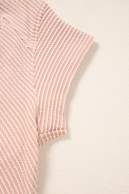 Solid Corded Short Sleeve T Shirt And Wide Leg Pants Set