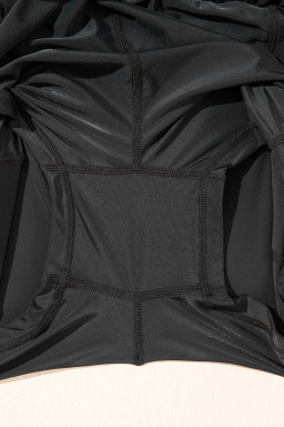 Black High Waist Drawstring 2-in-1 Side Pocket Bikini Shorts