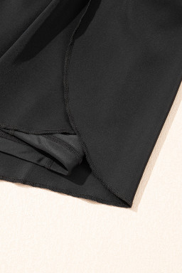 Black High Waist Drawstring 2-in-1 Side Pocket Bikini Shorts