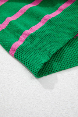 Green Stripe Non-detachable Bow Drop Sleeve Cardigan